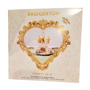 Bridgerton 2 Tiered Tray Pink Floral Gold